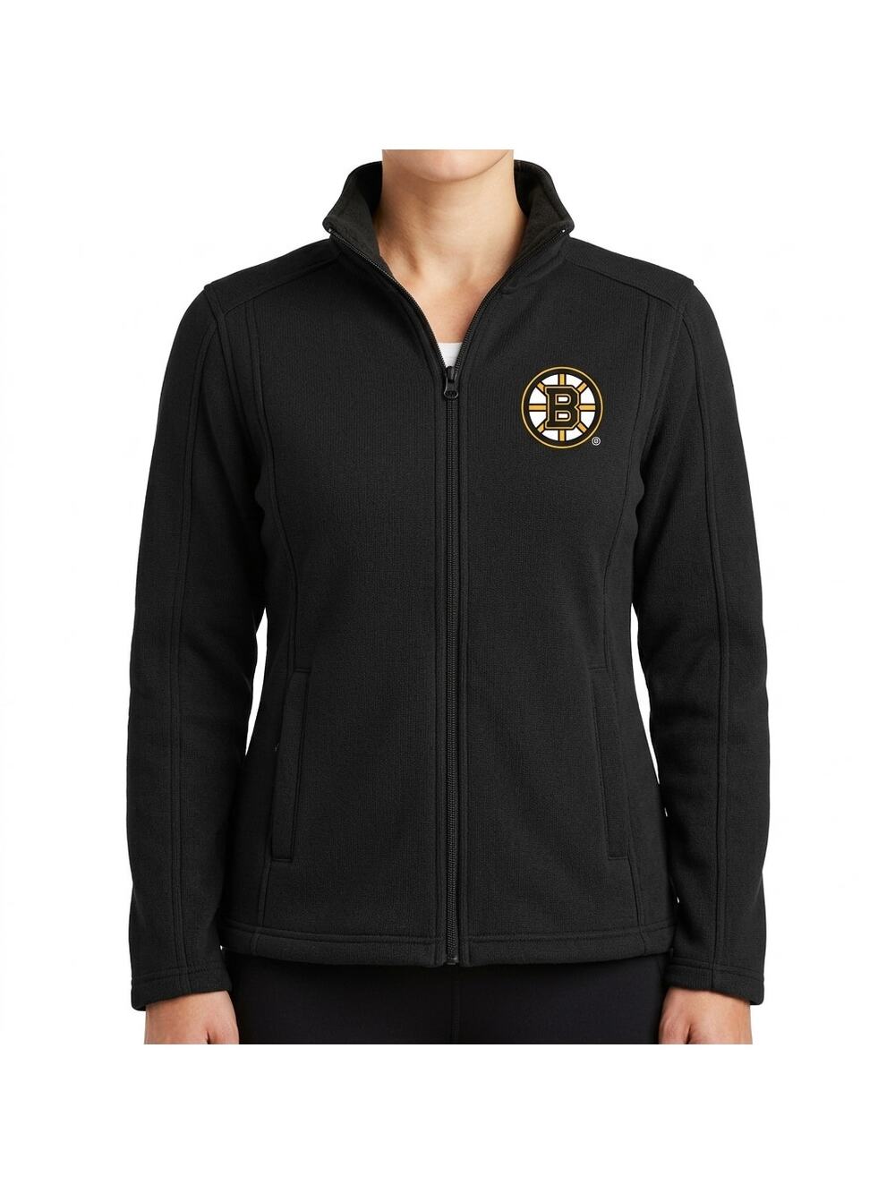 G-III Boston Bruins NHL Hockey Black Zip Up Jacket Fleece Lining Women's Size L